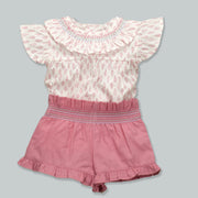 Ivory & Pink Blouse & Shorts