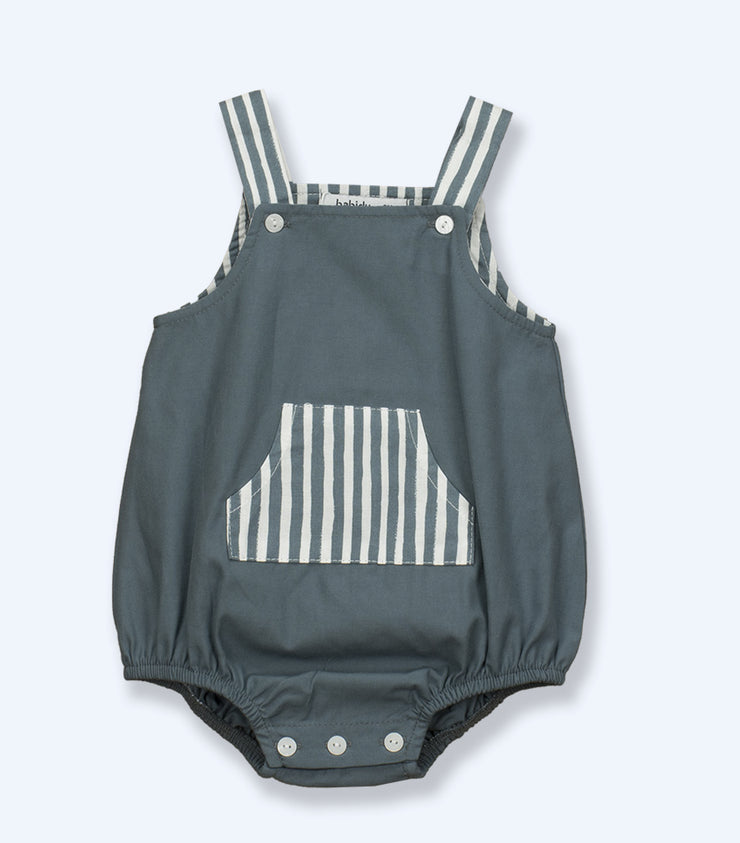 Teal & White Dungaree Romper