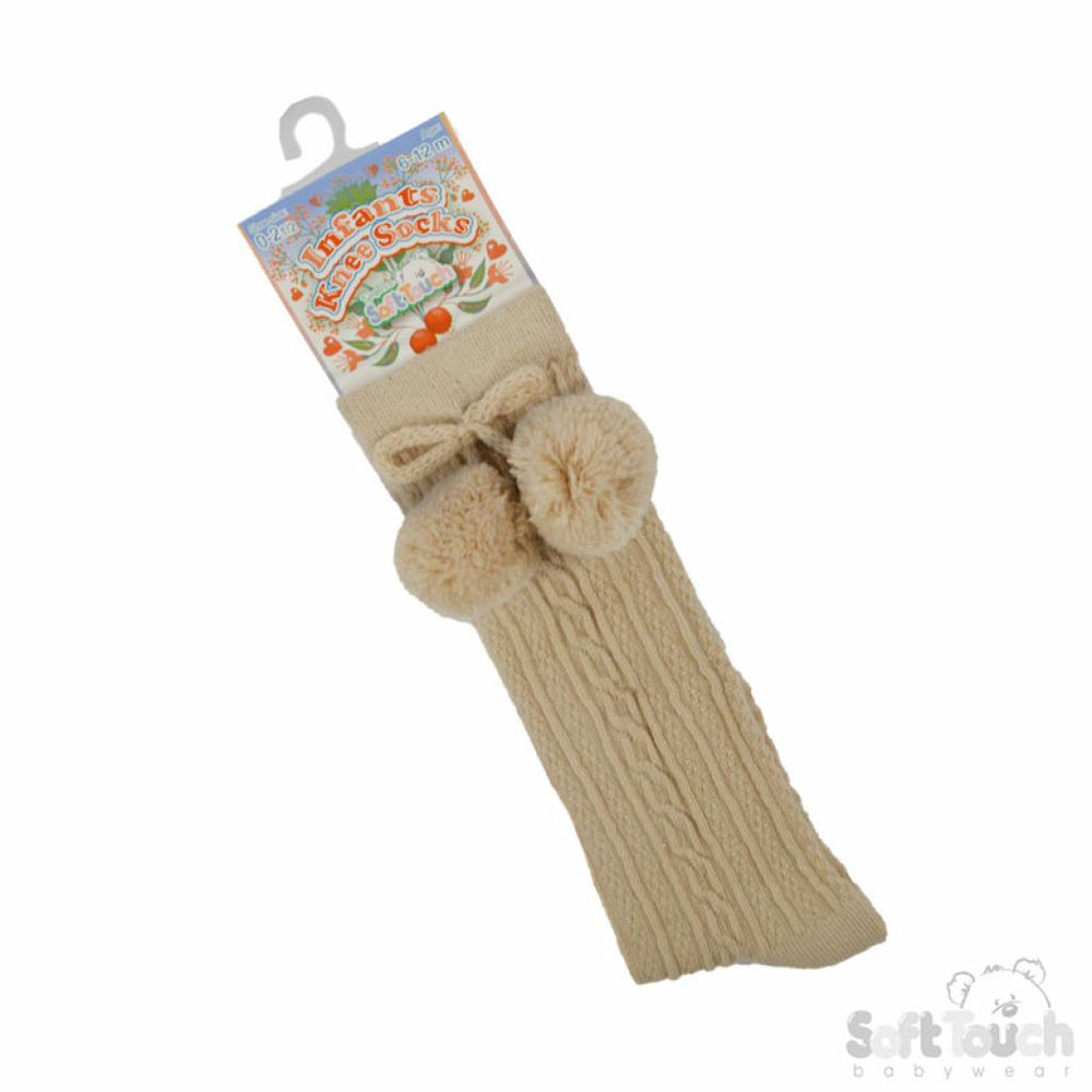 Coffee Knee High Pom Pom Socks