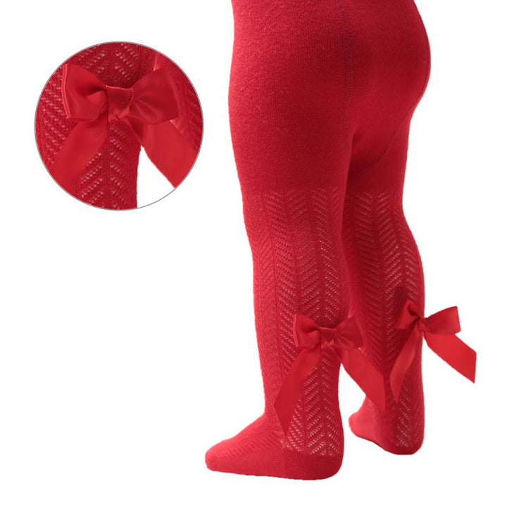Red Tights With Back Bow