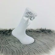 Silver Glitter Knee High Double Side Bow Spanish Socks