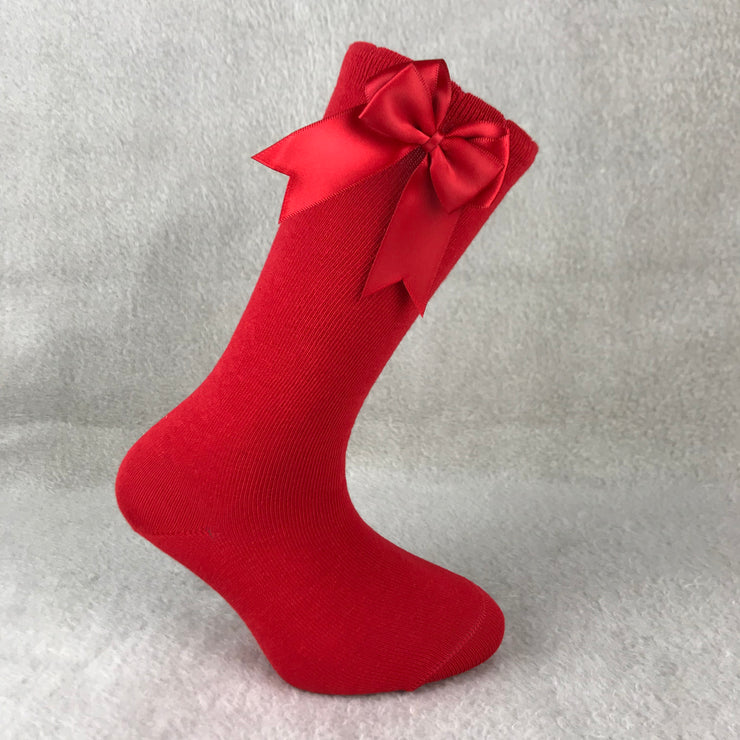 Red Knee High Double Side Bow Spanish Socks