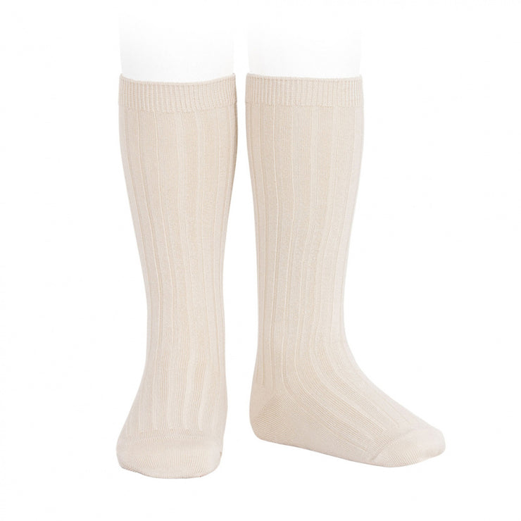 Linen Wide Ribbed Knee High Spanish Socks