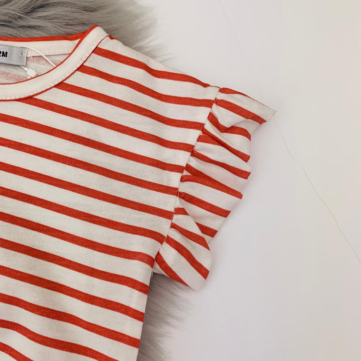 Red & White Stripe Ruffle T-Shirt & Skirt