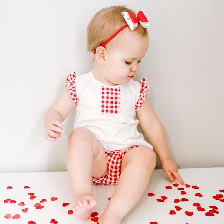 White & Red Gingham Bloomers Set