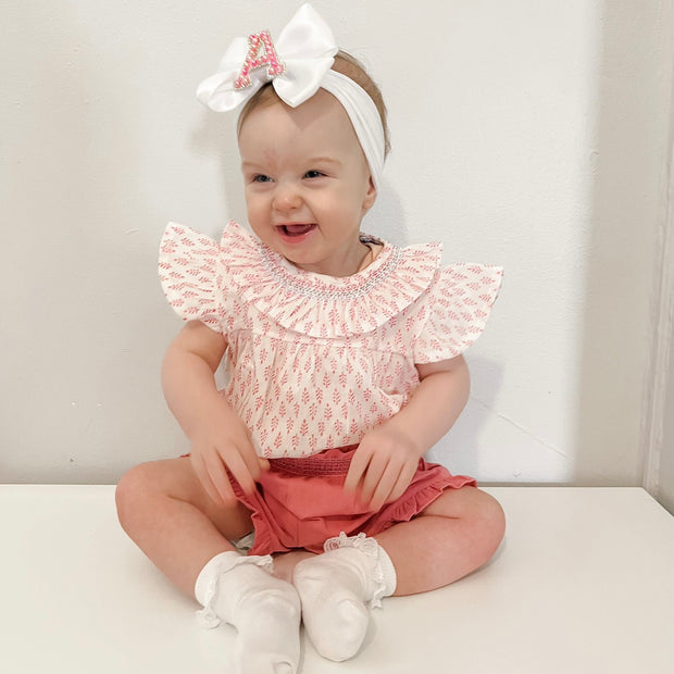 Ivory & Pink Blouse & Shorts