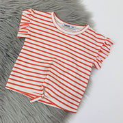 Red & White Stripe Ruffle T-Shirt & Skirt