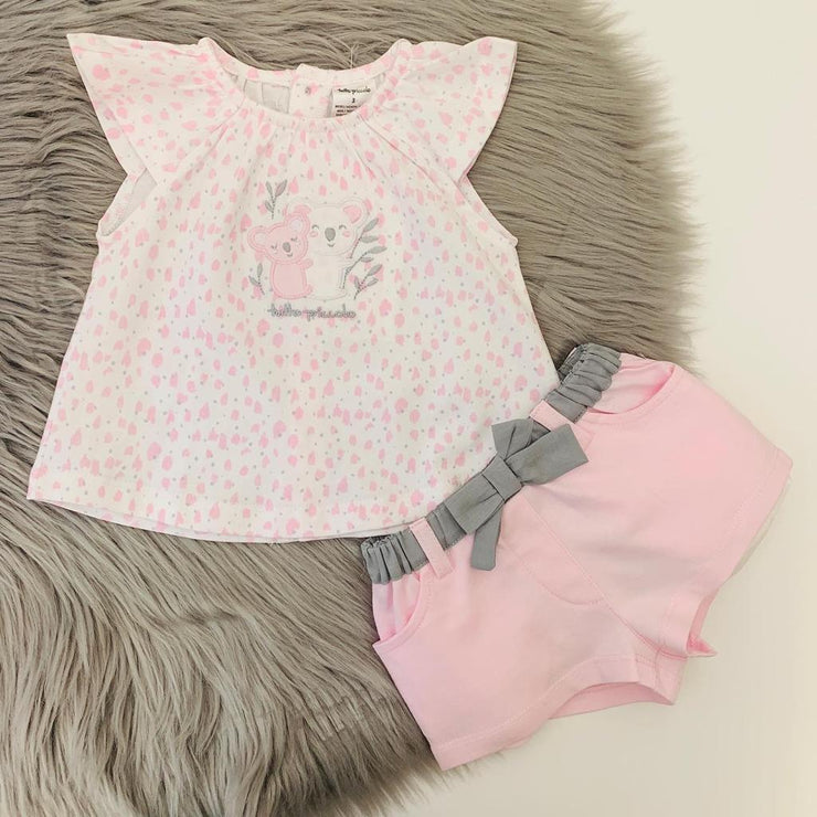 Pink Koala Top & Shorts Set