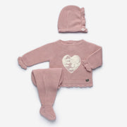 Dusky Pink Three Piece Knitted Spanish Set