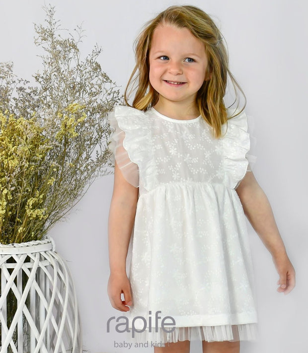 Ivory Sleeveless Embroidered Dress