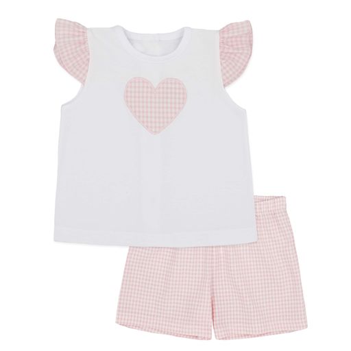 Pink & White Gingham Top & Shorts