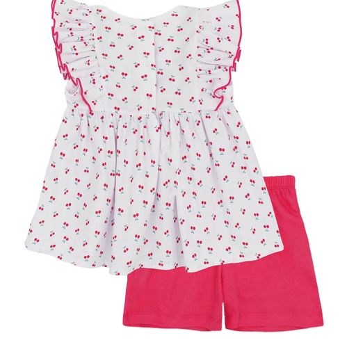 White Blouse & Pink Shorts