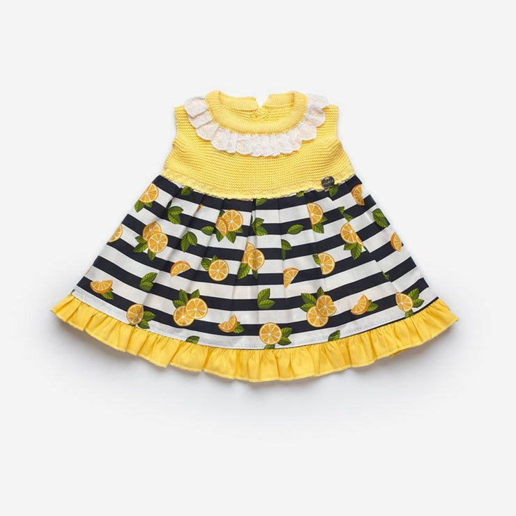 Yellow & Navy Half Knit Dress